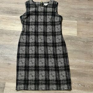 Calvin Klein Black and White Sheath Midi Dress